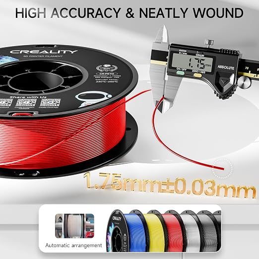 Official Creality PETG 3D Printer Filament 1.75mm 4KG (8.8lbs), High Precision, Strong Toughness, Odorless, Better Flow, Moistureproof 3D Printing CR PETG Filament, Black+White+Red+Blue