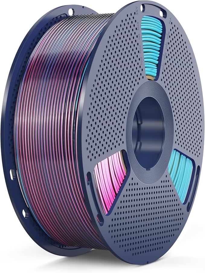 SUNLU Silk Quadruple Color PLA Filament, Silk PLA 3D Printer Filament 1.75mm, Neatly Wound Shiny Silk 3D Printer Filament 1.75mm ±0.02mm, 1KG Spool (2.2lbs), Silk Four Color (Red Yellow Green Black)
