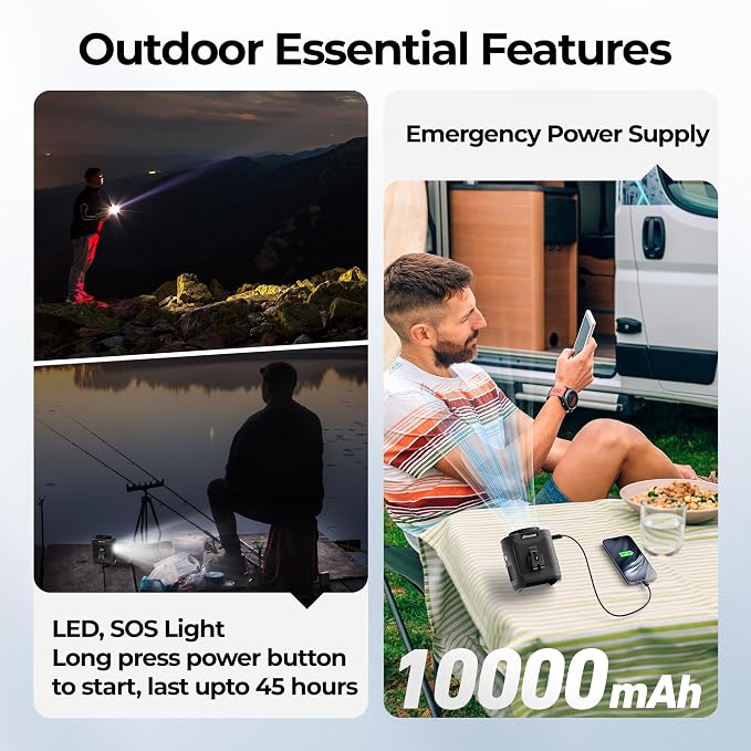 AMACOOL Portable Waist Fan Clip On, Gifts for Men Dad Husband, 10000mAh Rechargeable Wearable Shirt Fan, Powerful Belt Fans, Birthday Gifts for Women Jobsite Travel Camping Essentials 2026