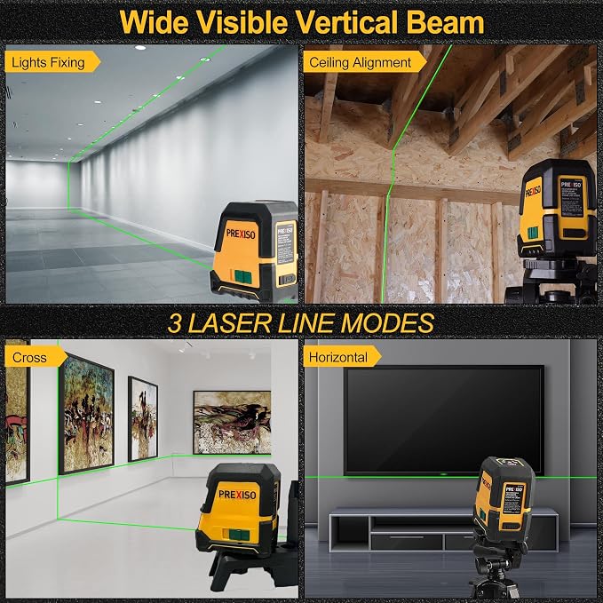 PREXISO 100Ft Rechargeable Dual Modules Laser Level & 65Ft Laser Level Self-Leveling with Rotatable Mount Clamp
