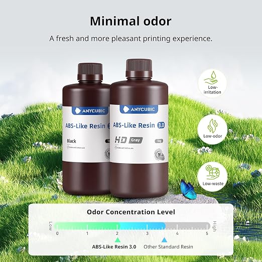 ANYCUBIC ABS-Like Resin 3.0, Upgraded 14K 3D Printer Resin with Enhanced Strength and Toughness, High Precision, Low Odor, Wide Compatibility for All LCD Resin 3D Printers (Beige, 1kg)