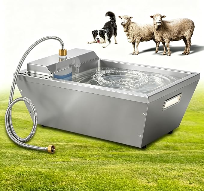 4Gal Dog Water Bowl Dispenser Large Breed Outdoor Automatic Livestock Water Trough Livestock Waterer for Large Dogs Goat Sheep Cow Horse