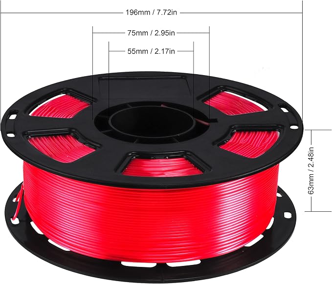 Silk Ruby Shiny Red PLA Filament, 1kg 2.2lbs 1.75mm 3D Printing Material, Widely Support for FDM 3D Printer, Easy to Print by BBLIFE