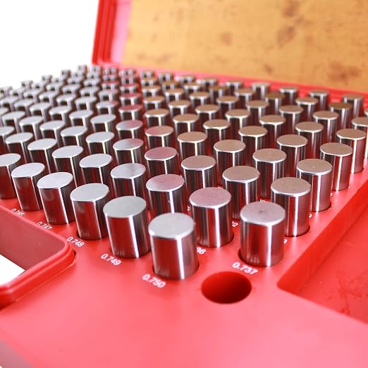HFS(R) Pin Gage Set M4 Plus Steel Gauge with Storage Case for Carpenters and Home Improvement 125 PCS 0.626-0.750"