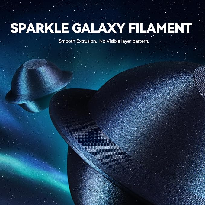 SUNLU Galaxy PLA 3D Printer Filament, Sparkling and Dazzling PLA Filament 1.75mm, Neatly Wound 3D Filament, Colorful Black, Dimensional Accuracy +/-0.02mm, 1KG Spool.(PLA Galaxy)