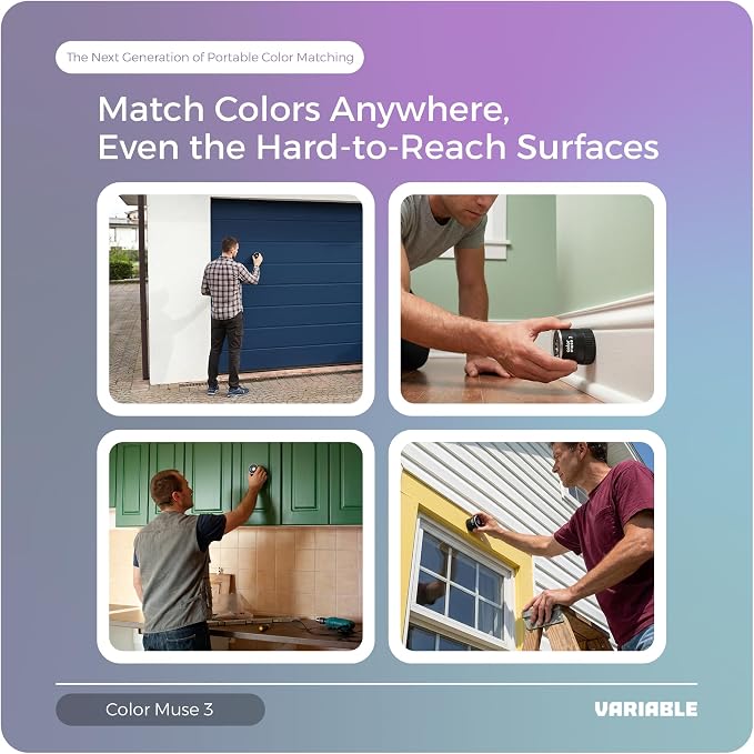 COLOR MUSE 3 with 1-Year App Subscription – Portable Paint Color Matching Device, Wireless Colorimeter Sensor for Accurate Hue & Sheen Matches – Mobile App Integration