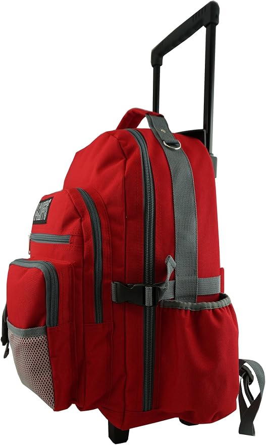 K-Cliffs Heavy Duty Rolling Backpack School Bookbag with Wheels Deluxe Wheeled Daypack
