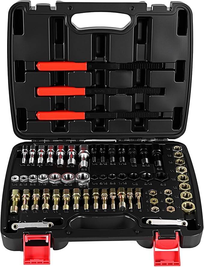 61 PCS Thread Chaser Set, Metric & SAE Tap and Die Set, Thread Repair Kit, Rethreading Tool Kit, UNC, UNF, Metric, 3 Thread Files and 2 Pitch Gauges