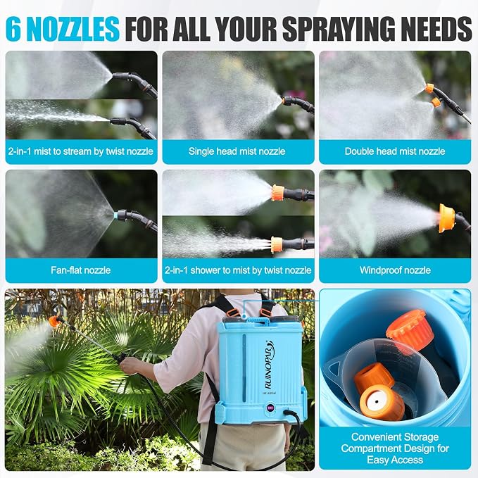 4 Gallon Battery Powered Backpack Sprayer with Auto-Mixing, Dual 21V 2.6Ah Battery, 2 Spray Wands (Stainless & Fiberglass), 100 PSI Garden Sprayer for Lawn Care
