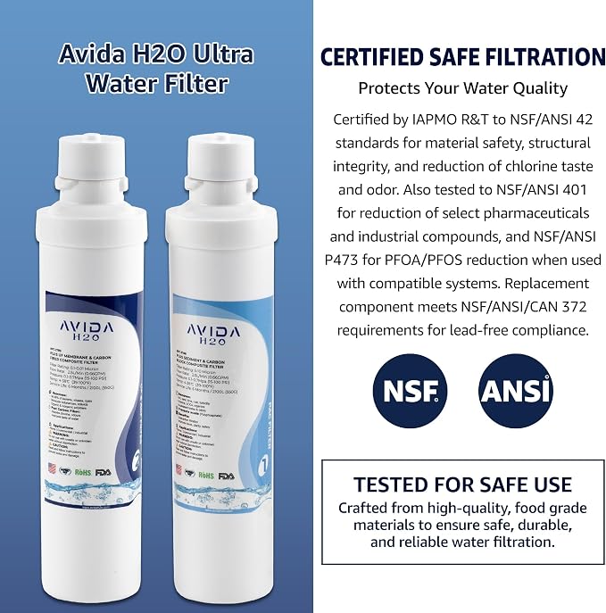 4-Stage Filtration Ultra Water Filter Replacement Cartridges – 2 Pack (PAC + UF & ACF) – 0.01 Micron Ultrafiltration + Activated Carbon – Reduces Chlorine for Better-Tasting Drinking Water