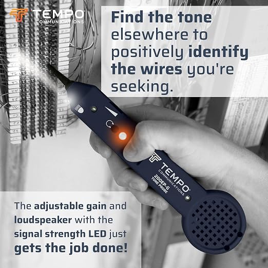 TEMPO 200EP-G Professional Wire Tracer Probe with Headset Jack, Flashlight, LED, Conductive Tip, Wire Toner & Cable Tracer