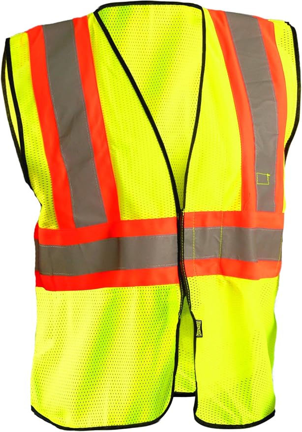 OccuNomix ANSI/ISEA 107-2020 Class 2 Type R Mesh Surveyor Vest - Reflective Safety Vest with Pockets, Dual Sizes (S/M-4X/5X)