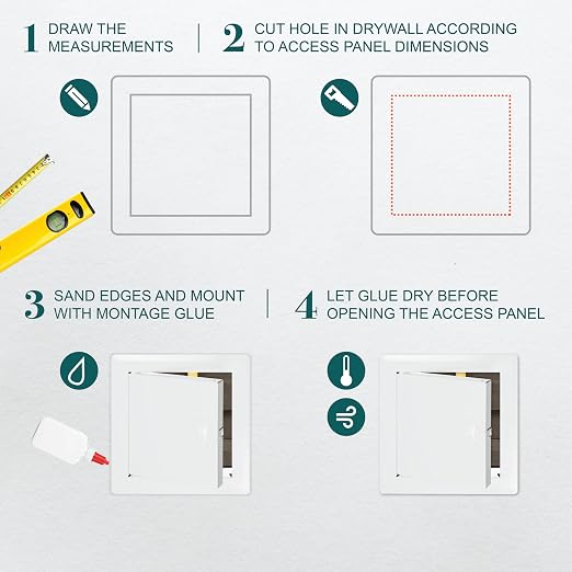 6" x 6" White Metal Access Panel - Wall Access Panel for Drywall - Hidden Wire Cover for Wall Covering Panels - Plumbing, Electricity, Heating Alarm, Bathroom, Dry Wall Hole Cover