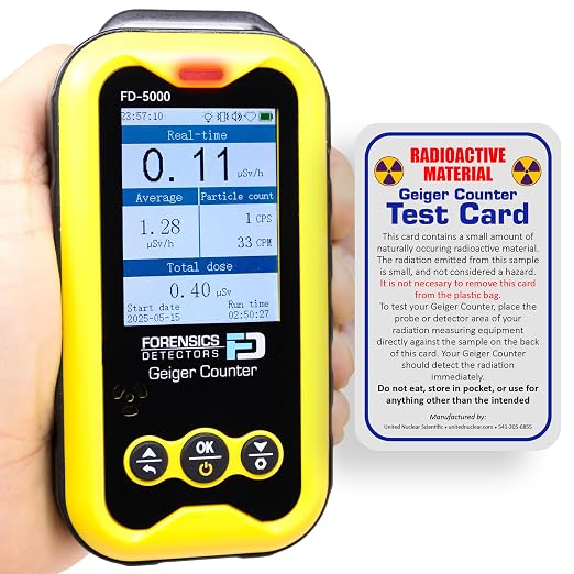 Geiger Counter + Radiation Test Card | Upgraded 20-Year Sensor Life | Radiation Detector | Beta, Gamma, & X-Rays | 10ft Drop Test Pass | Version 2.0 |