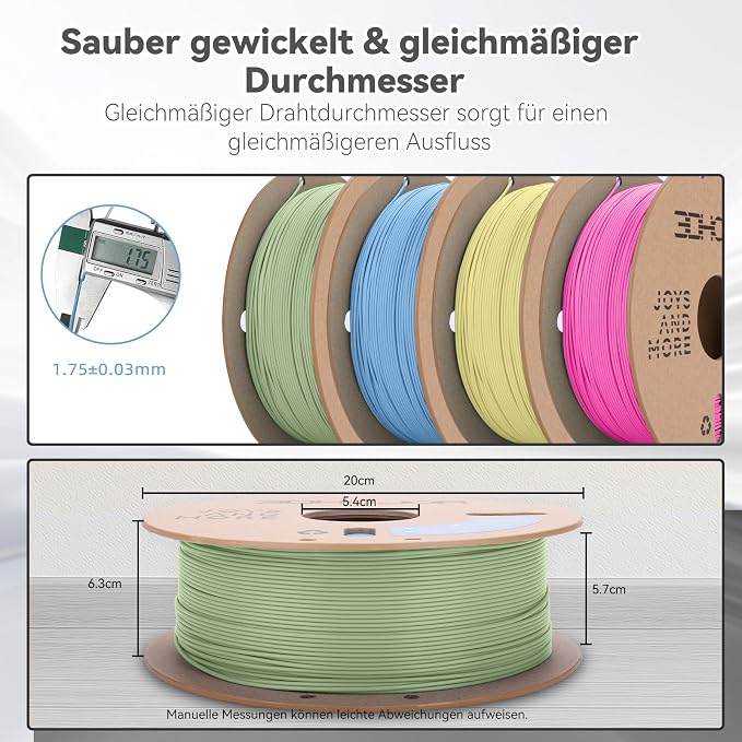 PLA Pro (Plus) Filament 1.75mm, 3D Printer Filament, Cardboard Spool 3D Printing Filament, Dimensional Accuracy +/- 0.03 mm-4 Pack Magenta+Matcha Green+Haze Blue+Almond Yellow