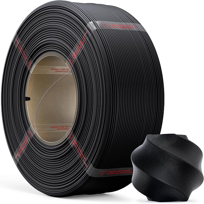 Matte PLA Refill Filament 1kg (2.2lbs) for Reusable Spools, 1.75mm Spool-Less 3D Printing Filament, Compatible with Bambu Lab 3D Printers – Black