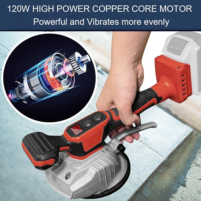 Tile Vibration Tool for Mil-wauke 18V Battery, Handheld Tile Tools Max 25000r/Min, 150W Tile Suction Cup Tool with 8 Speed, Suction Cup, Digital Display for Floor Tile Wall