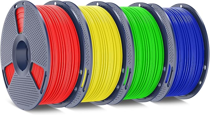SUNLU ABS Filament 1.75mm,Red+Klein Blue+Yellow+Green,4kg | 3D Printer Filament,Highly Resistant Durable,Heat Resistance,Excellent Toughness,For 99% FDM 3D Printers.