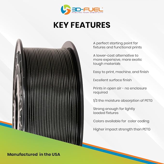 3D-Fuel Tough Pro PCTG Filament, Better Than PETG Filament, Made in The USA, Dimensional Accuracy +/- 0.02 mm, 1.75mm, 1 kg Spool, Galaxy Black