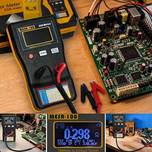 Signstek MESR-100 V2 Auto Ranging in Circuit ESR Meter Capacitor Tester/Low Ohm Meter Up to 0.01 to 100R, Support in Measuring Capacitance Resistance Circuit