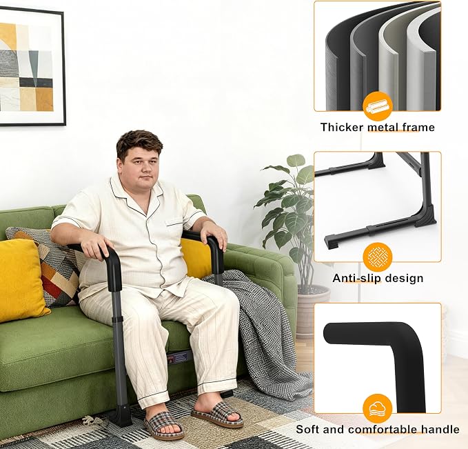 Couch Stand Assist for Elderly, Adjustable Chair Assist for Elderly Sit to Stand, Heavy-Duty Senior Lifting Devices & Standing Aids for Seniors, 400lbs Capacity, Black Carbon Steel