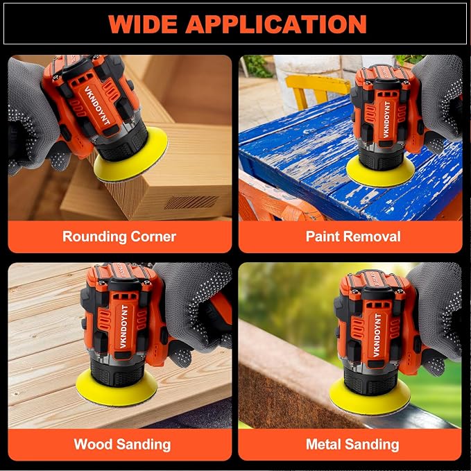 Brushless Small Sander with 36PCS Sandpapers, 2 Variable Speed Cordless Sander (0-500/0-3000 RPM), 3.0Ah Battery, Mini Compact Design Electric Sander for Wood, Metal, Paint Removal, and DIY Projects