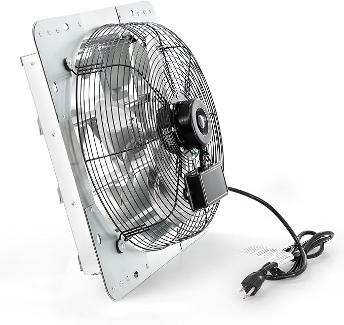 Vie Air Shutter Exhaust Fan with Power Cord – High-Performance Ventilation for Indoor/Outdoor Spaces, Energy-Efficient Cooling - Vent fan for Commercial, Greenhouse, Attic, Shed & Shop (14 Inch)