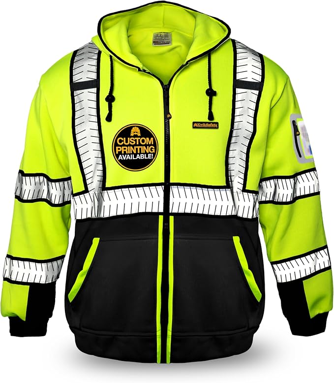 KwikSafety - Charlotte, NC - Men's Fleece Safety Hoodie | PPE Hi Vis Lightweight Reflective Jacket