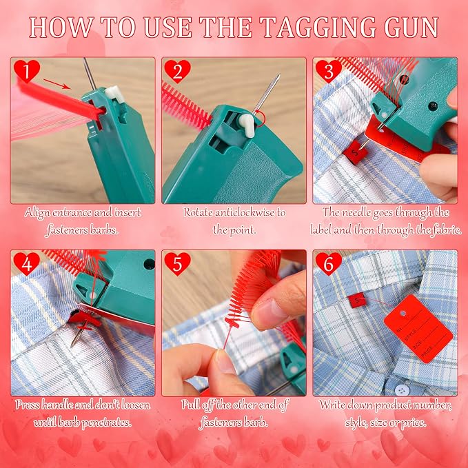 Chumia 3576 Pcs Tagging Guns for Clothes Labels Attacher Stitch Guns for Clothing with 3000 Barbs, 5 Needles and 100 Price Tags, Sewing Kit for Retail Stores, Garage Yard Sales(Red)
