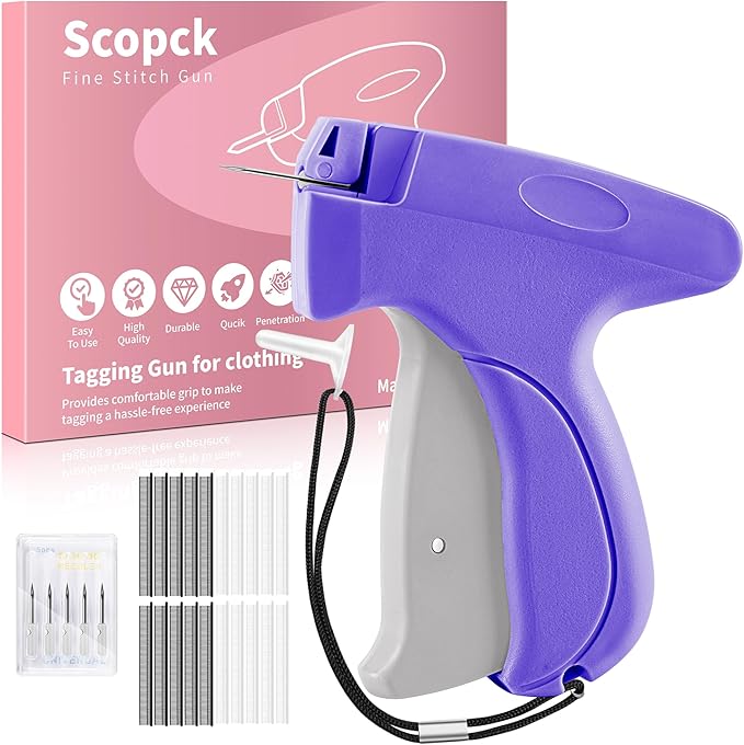 Stitch Gun for Clothes - Handheld Stitch Gun Quick Clothing Fixer - Tagging Gun - Includes 6 Needle, 1000 Black Fasteners & 1000 White Fasteners