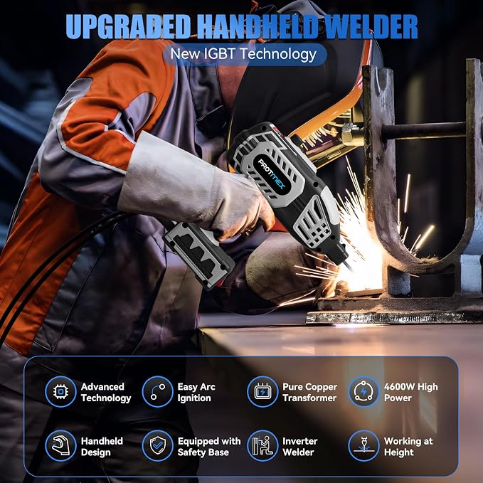 Portable Handheld Welder- 110V Portable Welder Machine IGBT Inverter with 5 Adjustable Currents, 20PCS Rods, ARC Welder Gun Fits 3/32"-1/8" Welding Rods for Home Projects, DIY, Repair