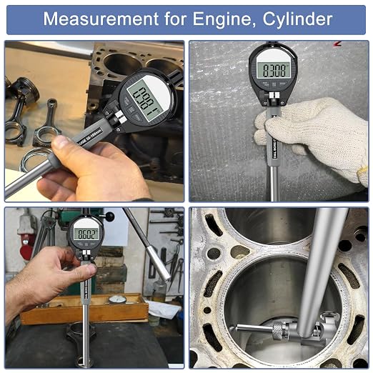 HDLNKAK Digital Bore Gauges Set, Cylinder Bore Gauge with LCD Digital Dial Indicator, 2"-6"/0.0005", Wide Selection of Anvils, Applications in Engines Cylinder Precision Measurement - Blue Case