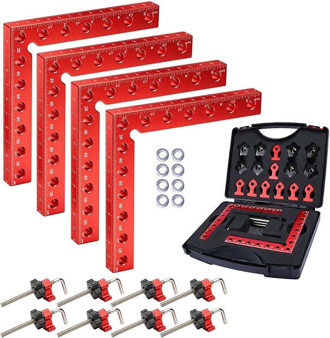 4PCS 5.5" 90° CNC Aluminum Corner Clamps for Woodworking Heavy-duty, Precise 90° alignment, for cabinets, frames, drawers, furniture, Includes storage case