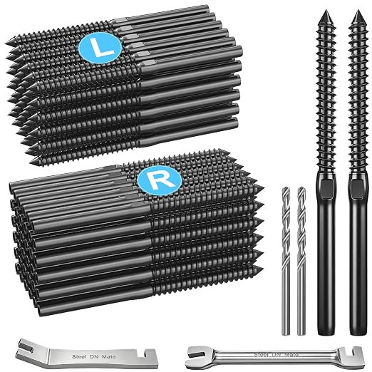 Steel DN Mate 200 Pack Black T316 Stainless Steel Left&Right Handed Thread Swage Lag Screws for Wood Post of 1/8" Black Cable Railing Kit, Deck Stair Railing, DIY Baluster kit, Wrench Included DM45