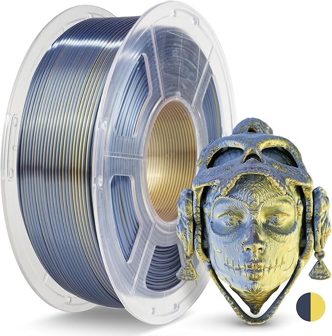 JAYO Silk Dual Color PLA Filament 1.75mm Black-Gold 1.1kg, Shiny Gradient Dual-Tone PLA, High Gloss Finish, Easy to Print, Layer Concealing, Fits for Most FDM 3D Printers