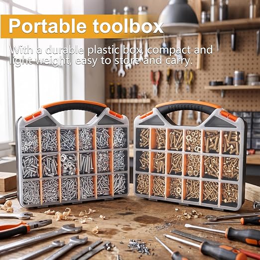 weideer 3334PCS Hardware Assortment Kit, Metric&SAE Nuts and Bolts Assortment Kit,Phillips Head and Grade 8.8 Metric Hex Bolt, Nuts,Lock Washers. #6,#8,#10,1/4,5/16,3/8,1/2,M3,M4,M5,M6,M8.(10-65mm)