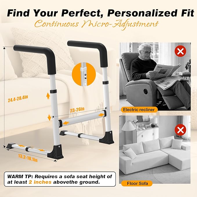 Couch Stand Assist for Elderly, Adjustable Chair Assist for Elderly Sit to Stand, Heavy-Duty Senior Lifting Devices & Standing Aids for Seniors, 400lbs Capacity, White