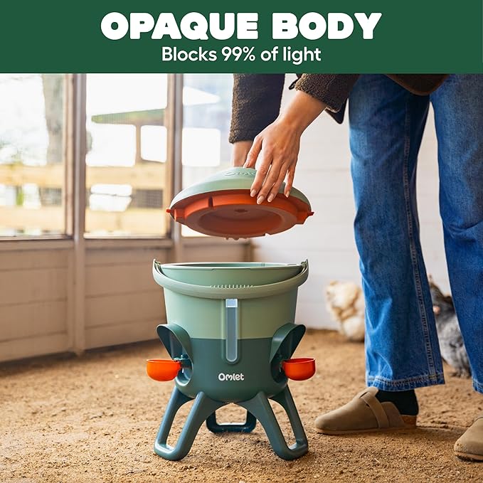 Omlet Insulated Chicken Waterer, 1.5 Gallon | Stay-Clean Automatic Water Dispenser for Chickens | BPA-Free | Anti-Roost Domed Lid | Includes 3 Cups & Nipples | Sage Green