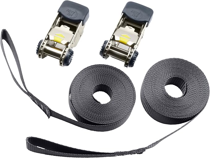Nite Ize CamJam Ratchet Strap System - Easy-Release Patented Lever Pawl - Tie Down Straps & Ratchet with Adjustable Positioning for Varied Configurations - 1000 lb Working Load Limit - Large (2 Pack)