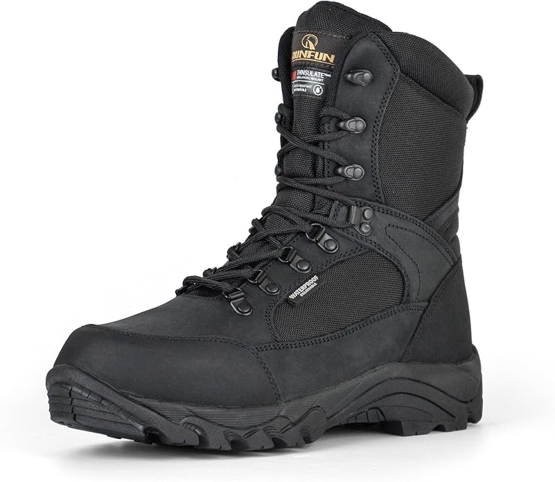 Men's Waterproof Military Tactical Work Boots with Steel Shank, 8" Insulated Leather Hunting Boot