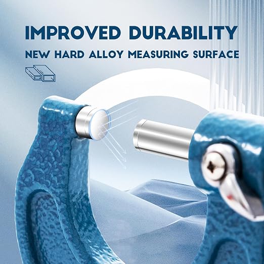 Dasqua Outside Micrometer, 2-3 inch Range, 0.0002" Accuracy Industrial Tools, Ratchet Stop, Carbide-Tipped, Stainless Steel Precision Machinist Tools