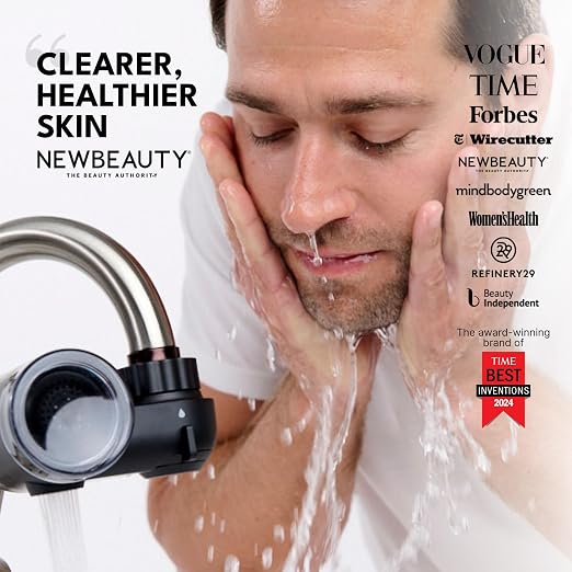 Filterbaby Skincare Filter 2.0, Bathroom Sink Filter Faucet for Skin Care | 99.9% Chlorine Removal – 0.000001 mm Carbon Fiber, Clinically Tested, Skin Hydration in 2 Weeks (Black)