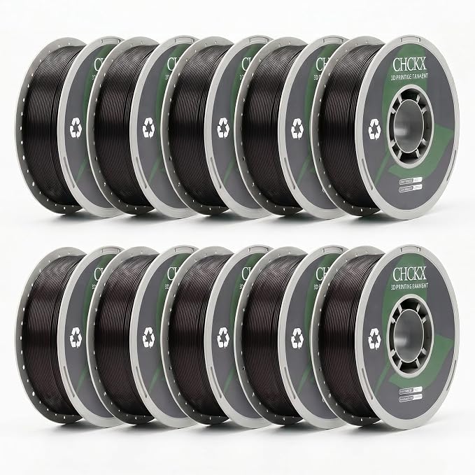 Matte Black PETG Filament 1.75 mm 10kg Bundle, Dimensional Accuracy +/- 0.02mm, 1kg Spools (10 Rolls) for FDM 3D Printers