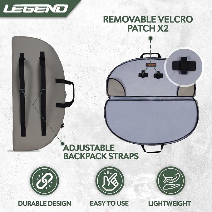 LEGEND Essential Compound Bow Case - Soft Bow Case for Compound Bow & Archery Accessories, Premium Bow Bag with Durable Nylon Fabric, Lightweight Archery Case with Backpack Strap - 36" or 44" Interior