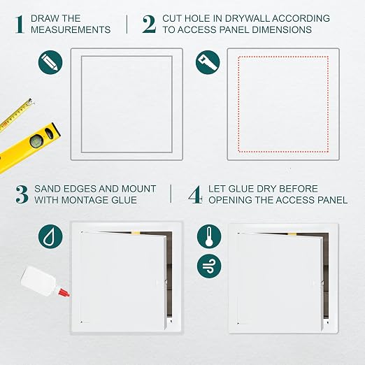 10" x 10" White Metal Access Panel - Wall Access Panel for Drywall - Hidden Wire Cover for Wall Covering Panels - Plumbing, Electricity, Heating Alarm, Bathroom, Dry Wall Hole Cover