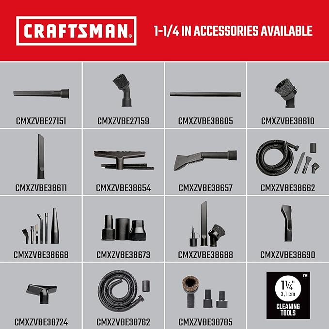 CRAFTSMAN CMXEVBE17250 2.5 Gallon 2.5 Peak HP Wet Dry Shop Vacuum