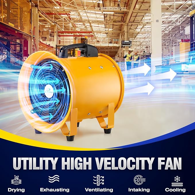 iLiving Utility High Velocity Blower, Fume Extractor, Portable Exhaust and Ventilator Fan (Utility 12")