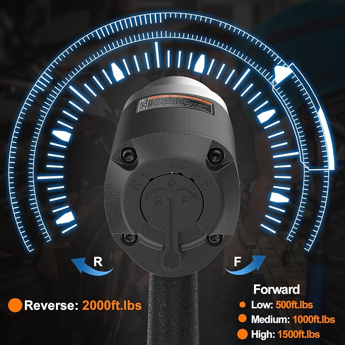Trivd Frol Air Impact Wrench 1/2" - 1/2 Inch Impact Gun 1/2 Drive, 1500Ft-lbs, 8000RPM High Torque Impact Wrench, Weight 4.74 lb, 1/2 Air Impact Gun for Auto Repair, Tire Shop