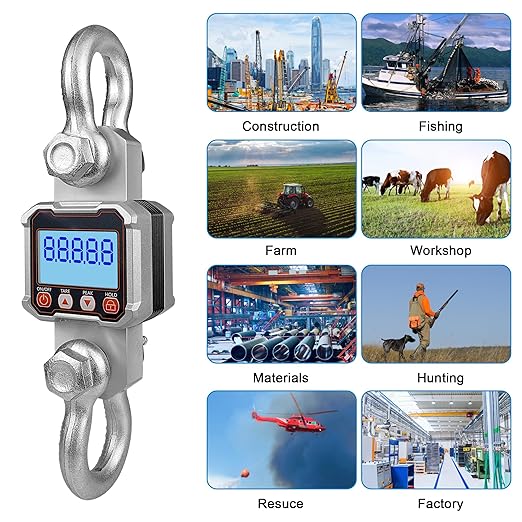 Hyindoor 5000kg 11000lb Crane Scale, 5T Digital Crane Scale with Remote Control, Industrial Heavy Duty Electronic Hanging Scale Hoist Scales