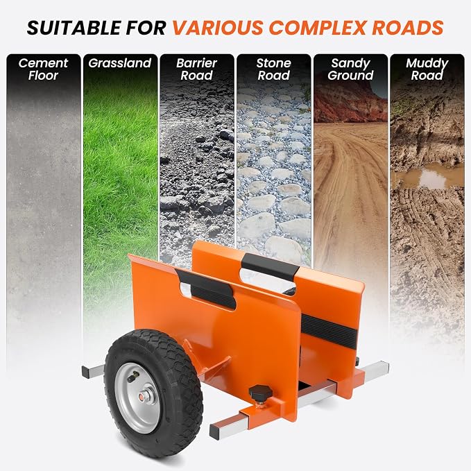 10" Panel Dolly 700LB Capacity Cart Heavy-Duty Drywall Cart, Pneumatic Wheels, Adjustable Frame for Drywall, Plywood, Doors | Indoor & Outdoor Use (Orange)